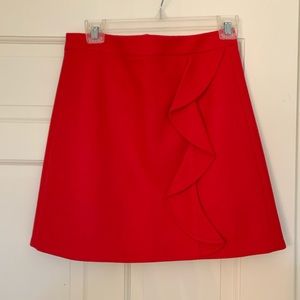 Red Jcrew ruffle skirt
